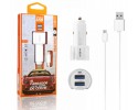 Cargador de Coche + Cable Micro USB 2,3A Carga Rápida Marca Moxom