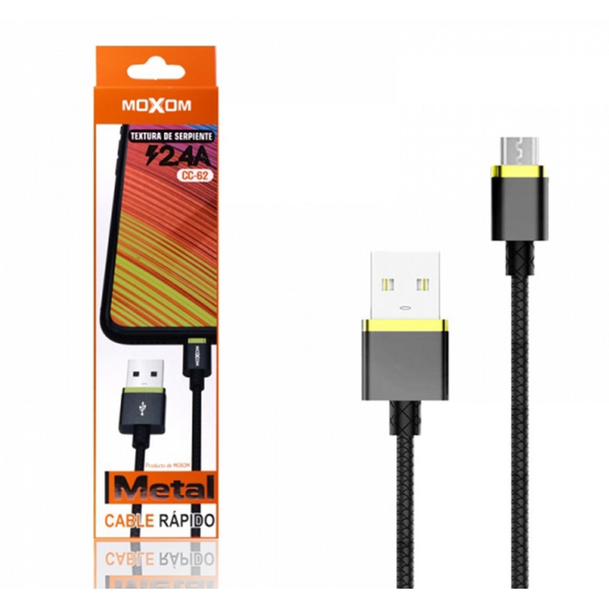 Cable de Carga Rápida con Conector Micro USB 2,4A Marca Moxom