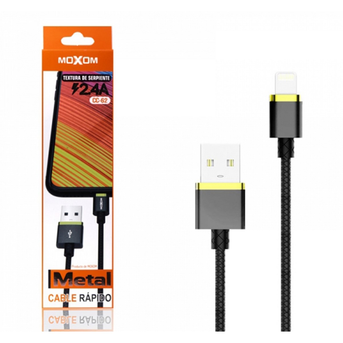 Cable de Carga Rápida con Conector Lightning 2,4A Marca Moxom