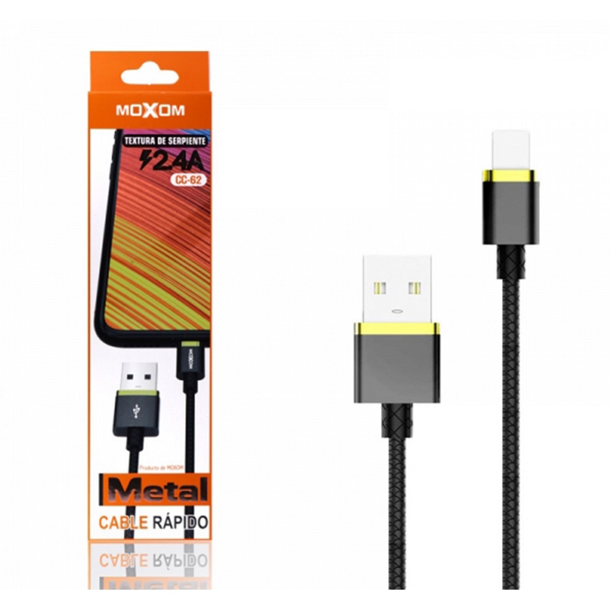 Cable de Carga Rápida con Conector USB Tipo C 2,4A Marca Moxom