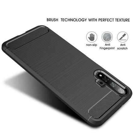Funda Gel Tpu Tipo Carbon Negra para Huawei Nova 5T / Honor 20