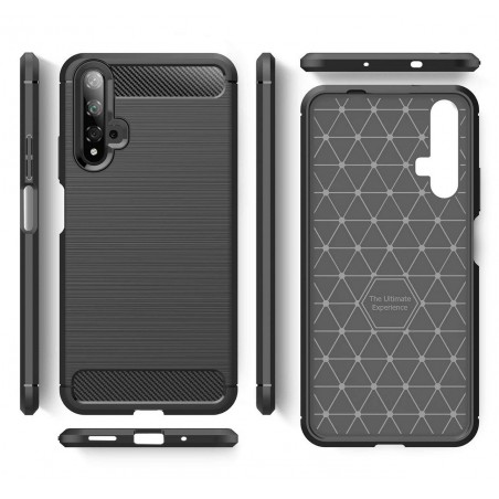 Funda Gel Tpu Tipo Carbon Negra para Huawei Nova 5T / Honor 20
