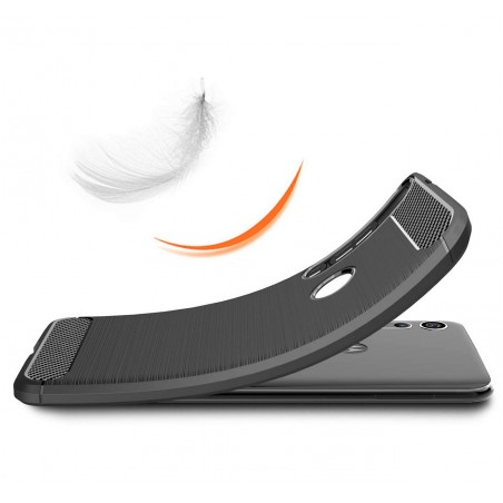 Funda Gel Tpu Tipo Carbon Negra para Huawei Motorola One Macro