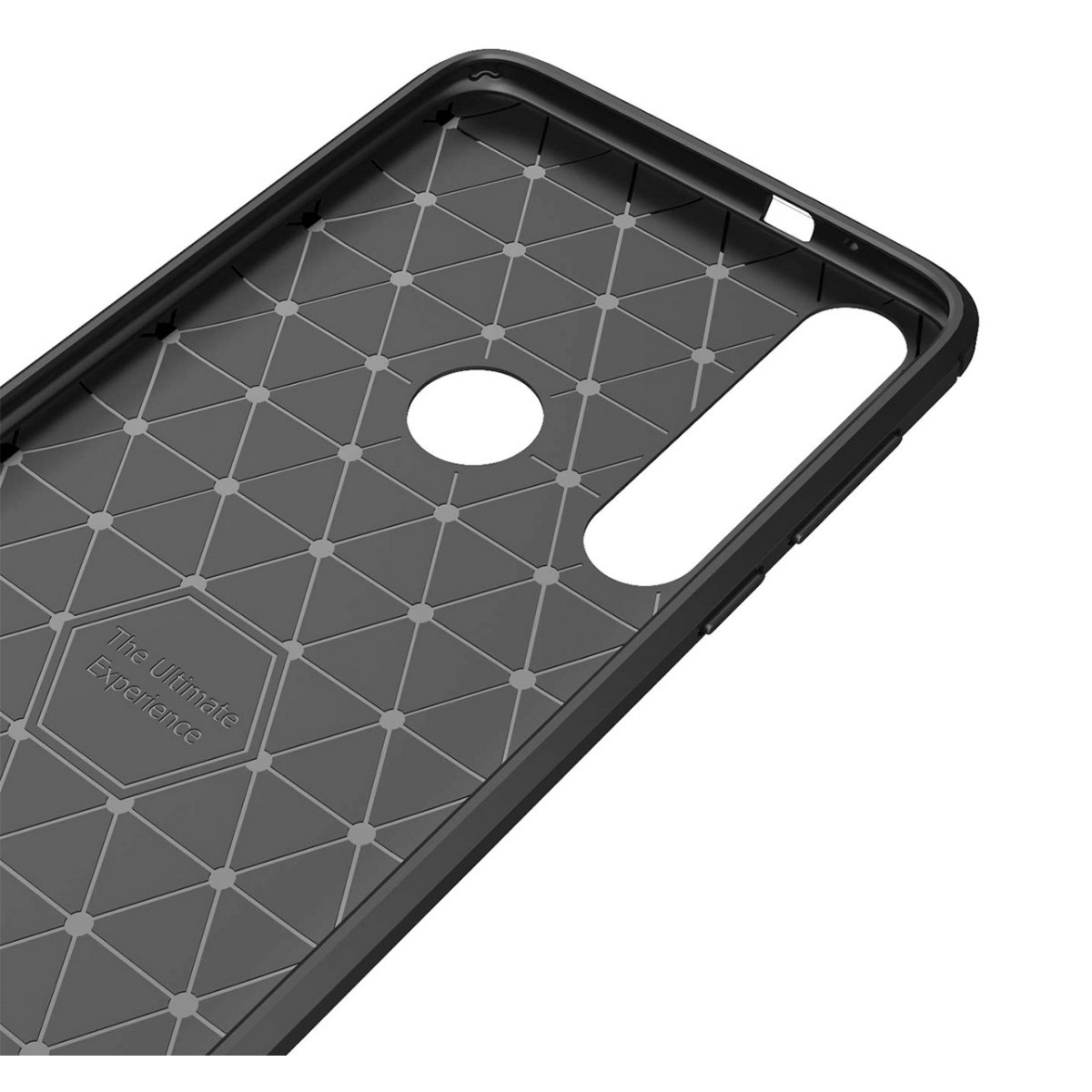 Funda Gel Tpu Tipo Carbon Negra para Huawei Motorola One Macro
