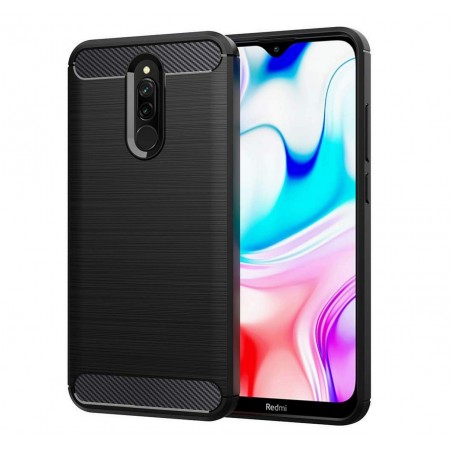 Funda Gel Tpu Tipo Carbon Negra para Xiaomi Redmi 8