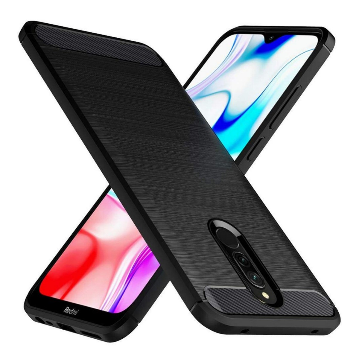 Funda Gel Tpu Tipo Carbon Negra para Xiaomi Redmi 8