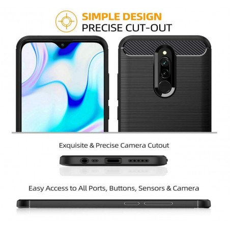 Funda Gel Tpu Tipo Carbon Negra para Xiaomi Redmi 8