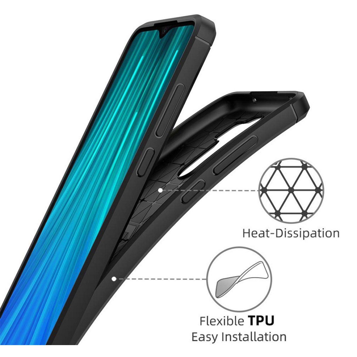 Funda Gel Tpu Tipo Carbon Negra para Xiaomi Redmi Note 8 Pro