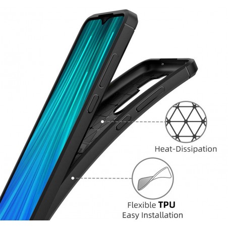 Funda Gel Tpu Tipo Carbon Negra para Xiaomi Redmi Note 8 Pro