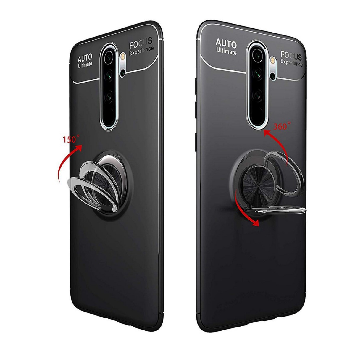 Funda Magnetica Soporte con Anillo Giratorio 360 para Xiaomi Redmi Note 8 Pro Negra