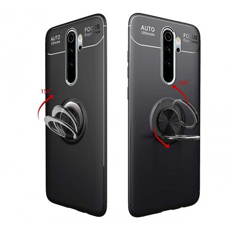 Funda Magnetica Soporte con Anillo Giratorio 360 para Xiaomi Redmi Note 8 Pro Negra