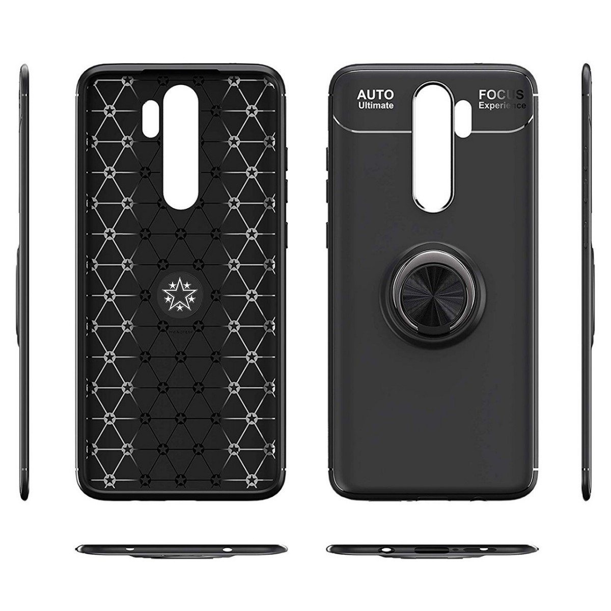 Funda Magnetica Soporte con Anillo Giratorio 360 para Xiaomi Redmi Note 8 Pro Negra