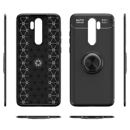 Funda Magnetica Soporte con Anillo Giratorio 360 para Xiaomi Redmi Note 8 Pro Negra