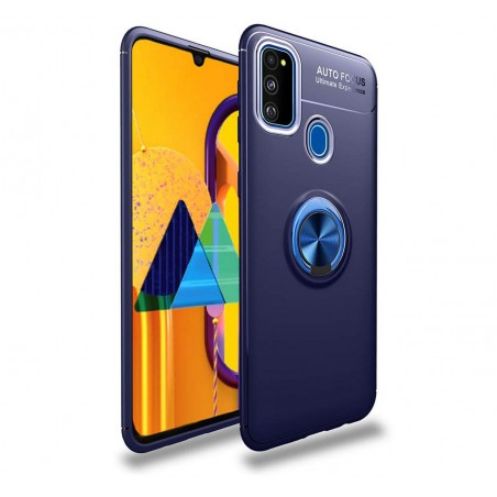 Funda Magnetica Soporte con Anillo Giratorio 360 para Samsung Galaxy M30s / M21 Azul
