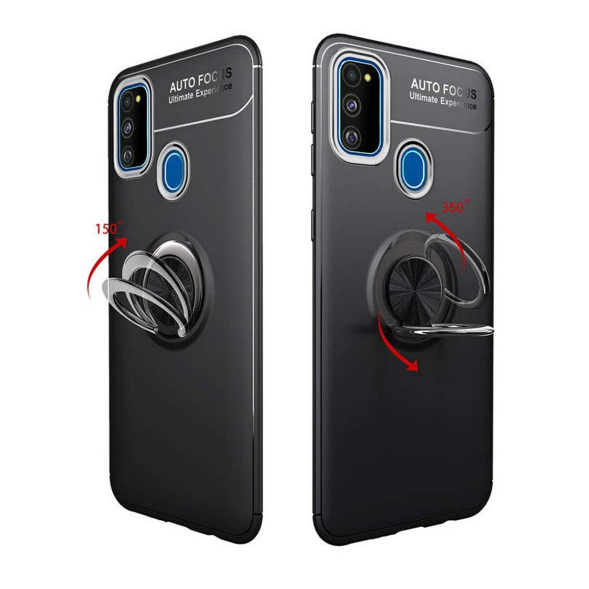 Funda Magnetica Soporte con Anillo Giratorio 360 para Samsung Galaxy M30s / M21 Azul