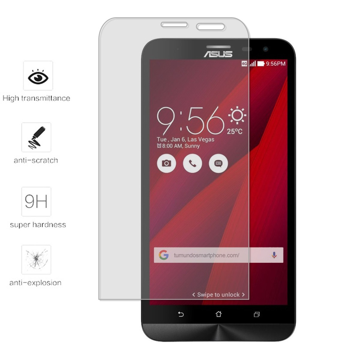 Protector Cristal Templado para Asus Zenfone 2 Laser 6" Ze601Kl Vidrio