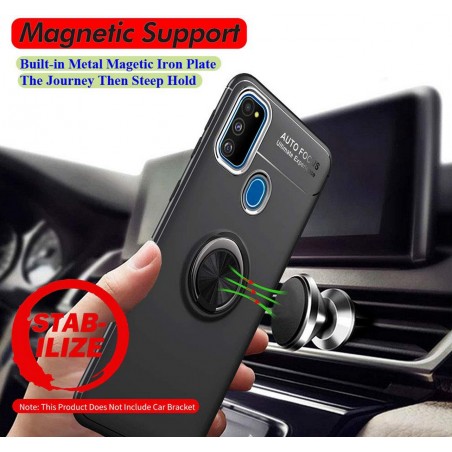 Funda Magnetica Soporte con Anillo Giratorio 360 para Samsung Galaxy M30s / M21 Negra