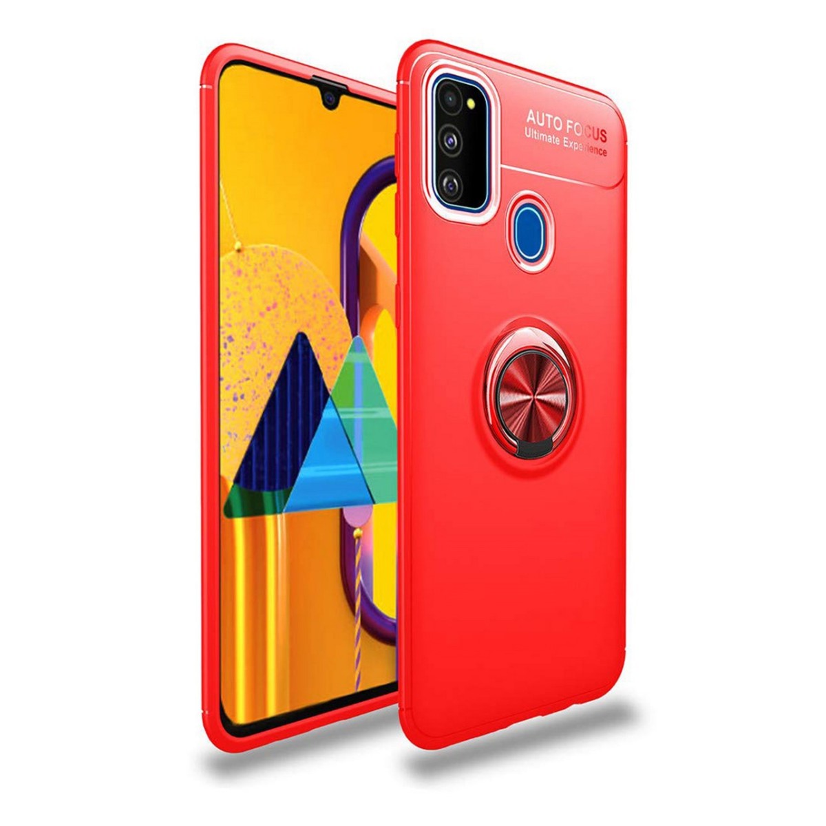 Funda Magnetica Soporte con Anillo Giratorio 360 para Samsung Galaxy M30s / M21 Roja