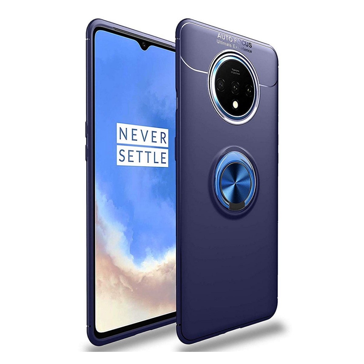 Funda Magnetica Soporte con Anillo Giratorio 360 para Oneplus 7T Azul