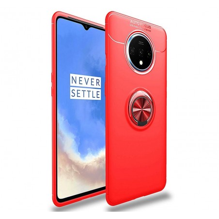 Funda Magnetica Soporte con Anillo Giratorio 360 para Oneplus 7T Roja