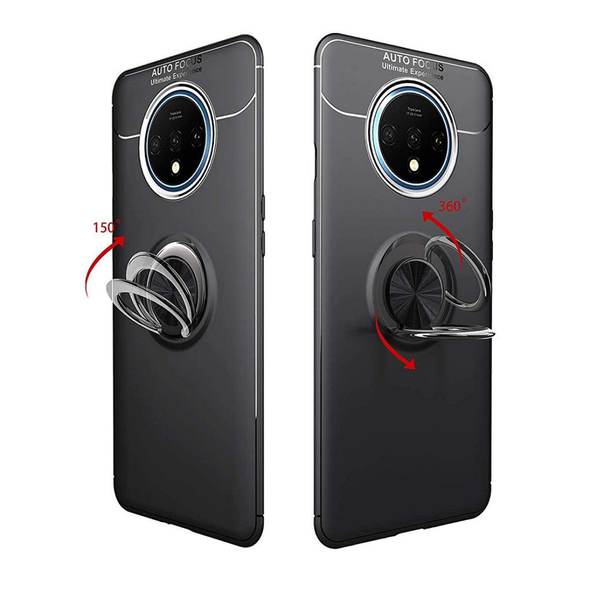 Funda Magnetica Soporte con Anillo Giratorio 360 para Oneplus 7T Roja