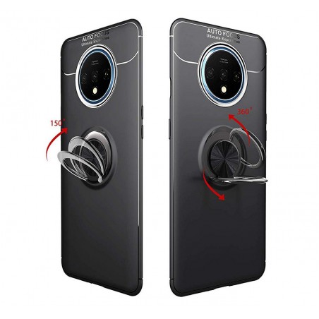 Funda Magnetica Soporte con Anillo Giratorio 360 para Oneplus 7T Roja