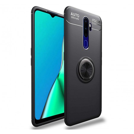 Funda Magnetica Soporte con Anillo Giratorio 360 para Oppo A5 2020 Negra