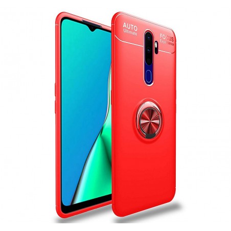 Funda Magnetica Soporte con Anillo Giratorio 360 para Oppo A9 2020 Roja
