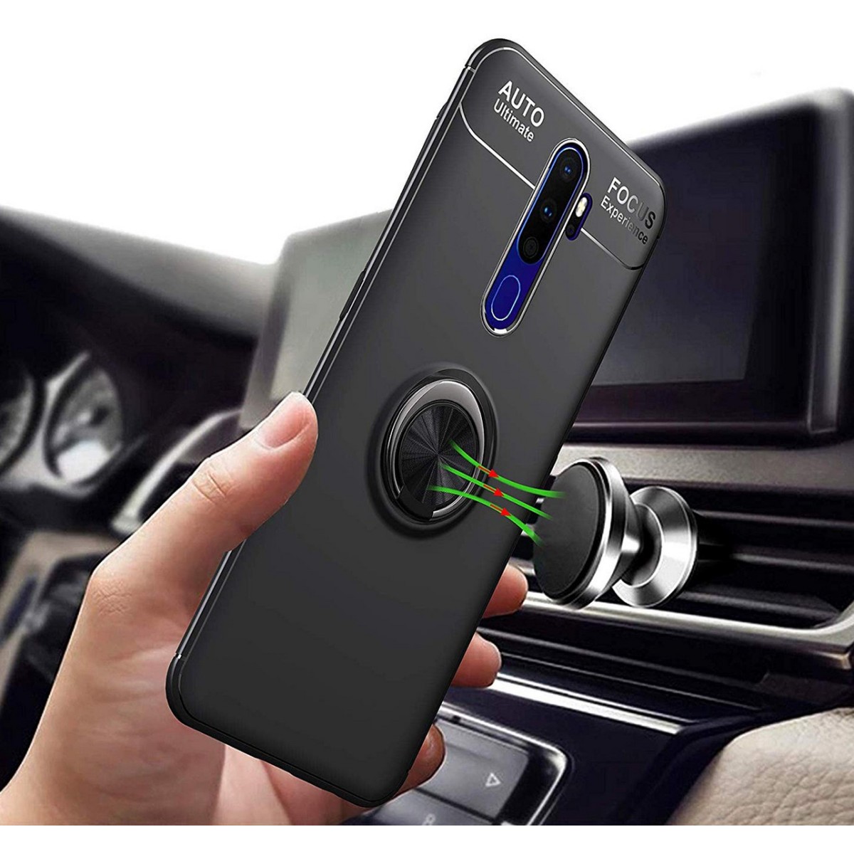 Funda Magnetica Soporte con Anillo Giratorio 360 para Oppo A9 2020 Roja