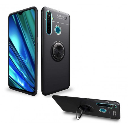 Funda Magnetica Soporte con Anillo Giratorio 360 para Realme 5 Pro Negra