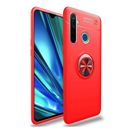 Funda Magnetica Soporte con Anillo Giratorio 360 para Realme 5 Pro Roja