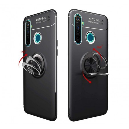 Funda Magnetica Soporte con Anillo Giratorio 360 para Realme 5 Pro Roja