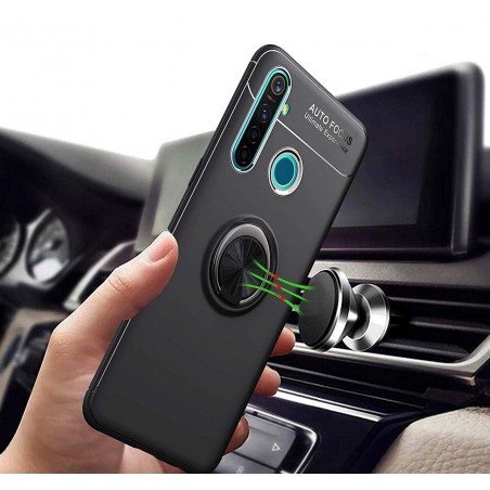 Funda Magnetica Soporte con Anillo Giratorio 360 para Realme 5 Pro Roja