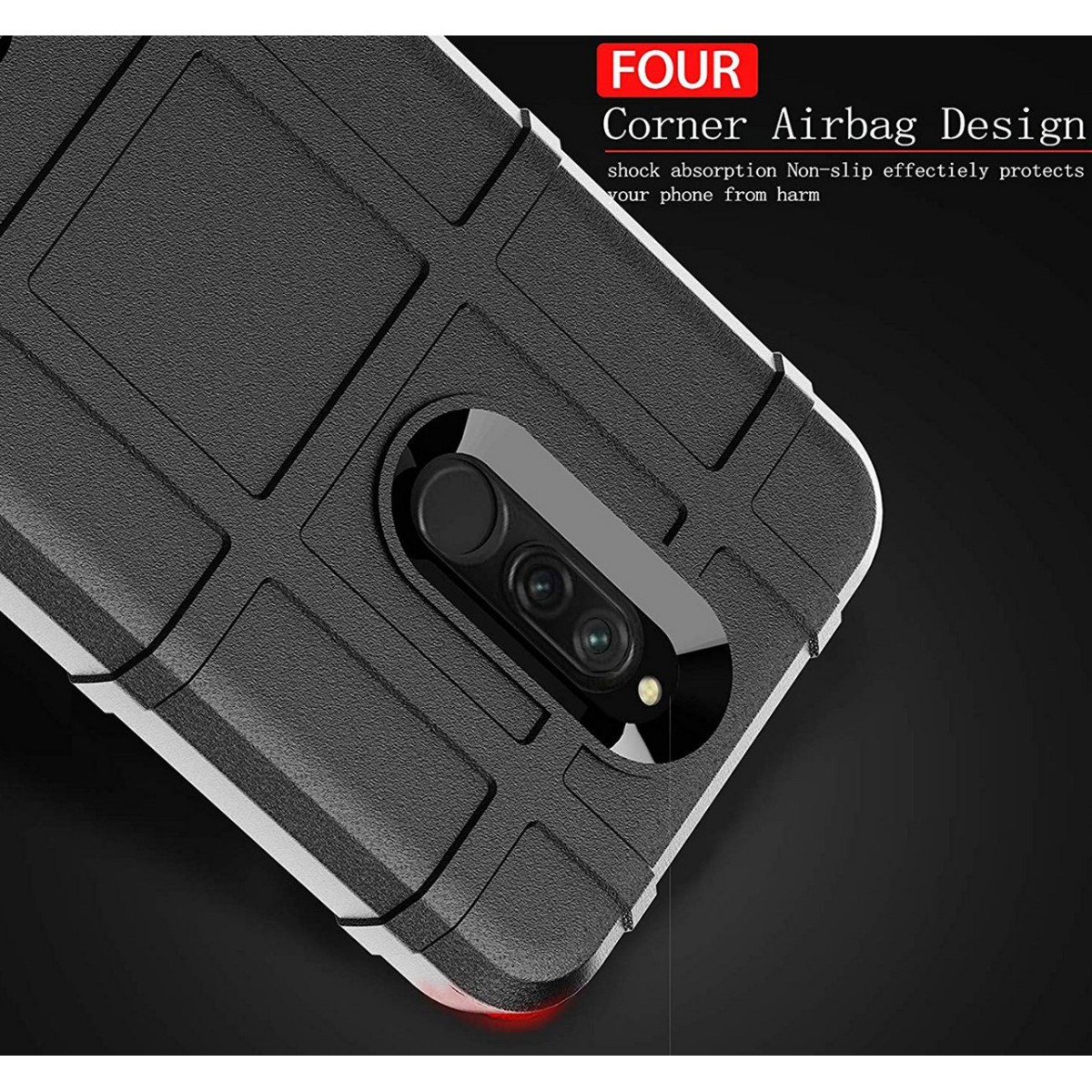 Funda Armor Rugged Shield Antigolpes para Xiaomi Redmi 8 color Negra