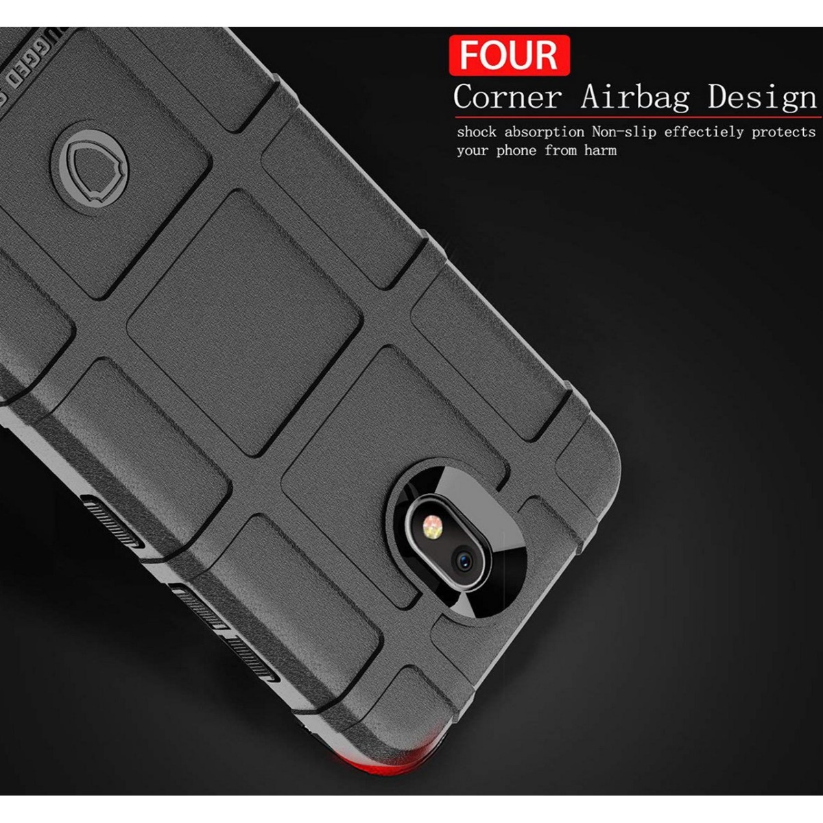 Funda Armor Rugged Shield Antigolpes para Lg K30 color Negra