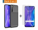 Pack 2 En 1 Funda Gel Tipo Carbono + Protector Cristal Templado para Realme X2