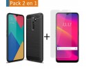 Pack 2 En 1 Funda Gel Tipo Carbono + Protector Cristal Templado para Oppo A5 2020