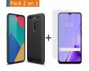 Pack 2 En 1 Funda Gel Tipo Carbono + Protector Cristal Templado para Oppo A9 2020