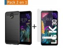 Pack 2 En 1 Funda Gel Tipo Carbono + Protector Cristal Templado para Lg K30