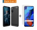 Pack 2 En 1 Funda Gel Tipo Carbono + Protector Cristal Templado para Huawei Nova 5T / Honor 20