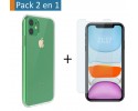 Pack 2 En 1 Funda Gel Transparente + Protector Cristal Templado para Iphone 11 (6.1)