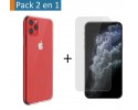 Pack 2 En 1 Funda Gel Transparente + Protector Cristal Templado para Iphone 11 Pro (5.8)