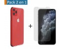 Pack 2 En 1 Funda Gel Transparente + Protector Cristal Templado para Iphone 11 Pro Max (6.5)