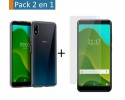 Pack 2 En 1 Funda Gel Transparente + Protector Cristal Templado para Wiko Y70