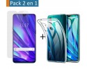 Pack 2 En 1 Funda Gel Transparente + Protector Cristal Templado para Realme 5 Pro