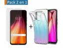 Pack 2 En 1 Funda Gel Transparente + Protector Cristal Templado para Xiaomi Redmi Note 8 (2019/2021)