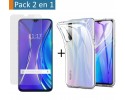 Pack 2 En 1 Funda Gel Transparente + Protector Cristal Templado para Realme X2