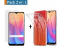 Pack 2 En 1 Funda Gel Transparente + Protector Cristal Templado para Xiaomi Redmi 8A