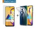 Pack 2 En 1 Funda Gel Transparente + Protector Cristal Templado para Samsung Galaxy M30s / M21