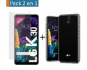 Pack 2 En 1 Funda Gel Transparente + Protector Cristal Templado para Lg K30